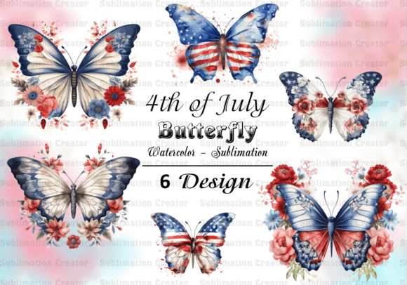 4th of July Butterfly Floral Sublimation