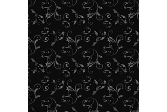 Abstract Black Ornamental Floral Bg