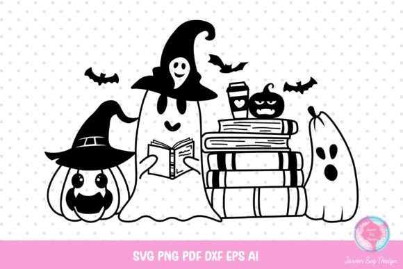 Cute Ghost SVG Book Lover Halloween