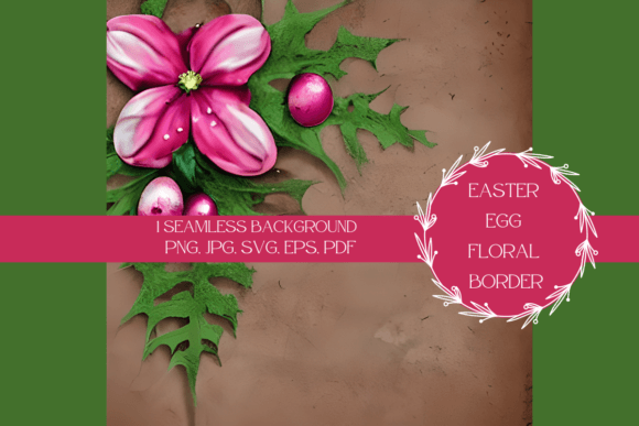 Easter Floral Grunge Border