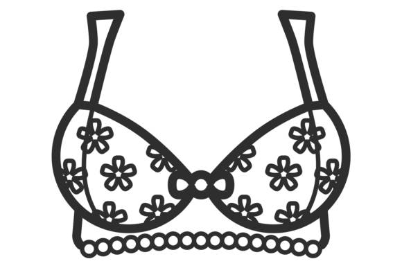 Floral Bra Line Icon: Sexy Underwear Symbol