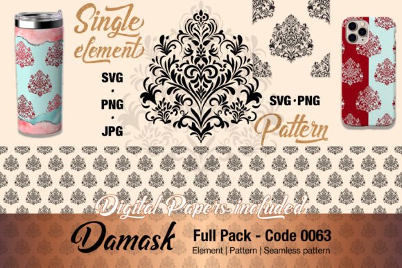 Floral Damask Motif Element Pack - 0063