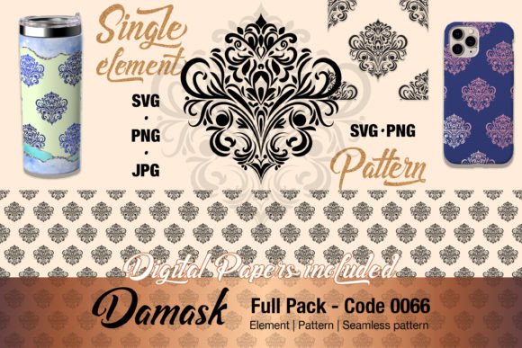 Floral Damask Motif Element Pack - 0066