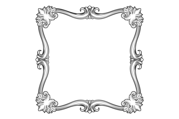 Floral Frame Ornament. Filigree Engravin
