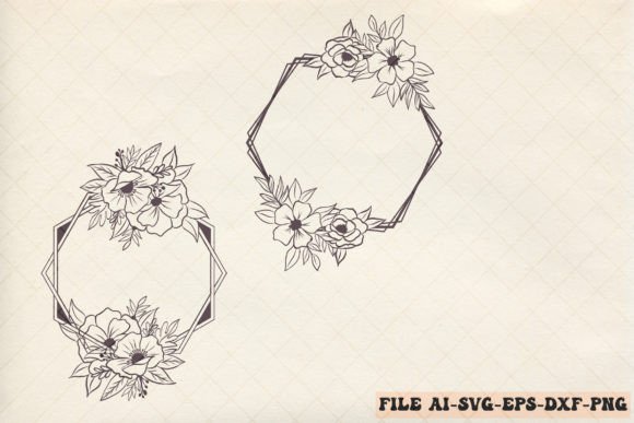 Floral Frames Wildflower Vector Line Art