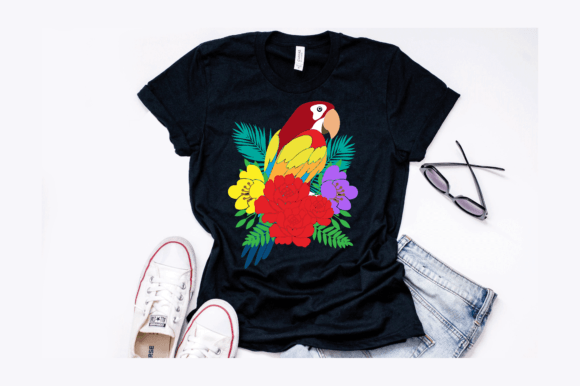 Floral Parrot T-Shirt Design