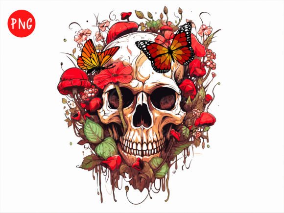 Floral Skull PNG Sublimation, Flowers
