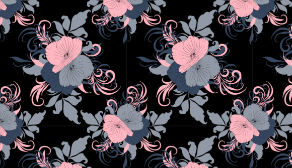 Floral Vector Pattern Black Background