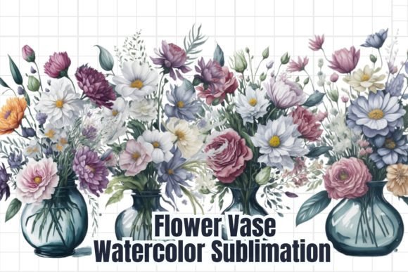 Flower Vase Watercolor Sublimation SVG