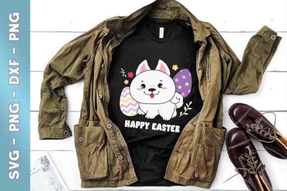 Happy Easter Chibi Dog Egg Floral
