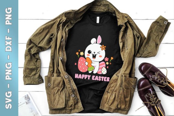 Happy Easter Chibi Rabbit Egg Floral