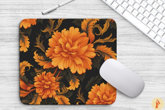 Marigold Floral Gothic Mouse Pad