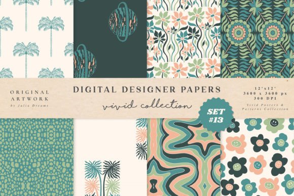 Palm Tree Digital Papers Saturn Floral