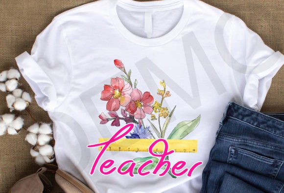 Retro Floral Teacher Sublimation PNG