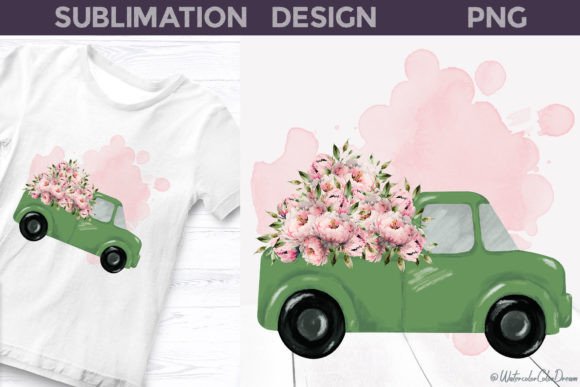 Retro Truck Floral Illustration