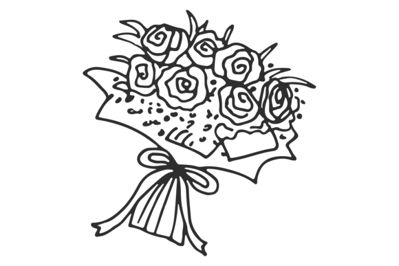 Rose Bouquet Doodle: A Floral Gift Icon Worth Stitching