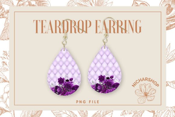 Rose Floral Diamond Pattern Teardrop10