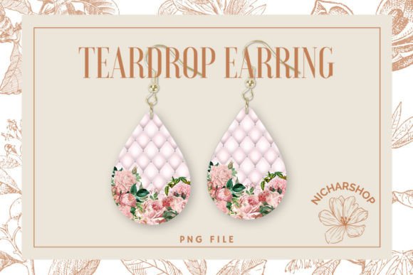 Rose Floral Diamond Pattern Teardrop4