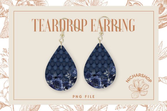 Rose Floral Diamond Pattern Teardrop8