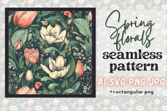 Vintage Spring Flowers Floral Pattern AI