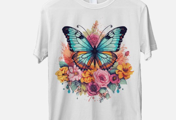Watercolor Floral Butterflies Clipart